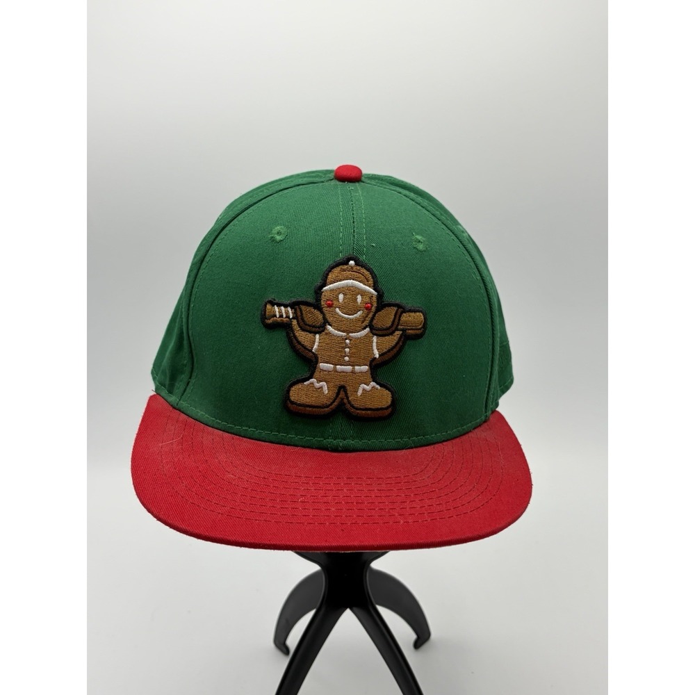 Baseballism SnapBack Hat Gingerbread Man Logo OSFM Green Red